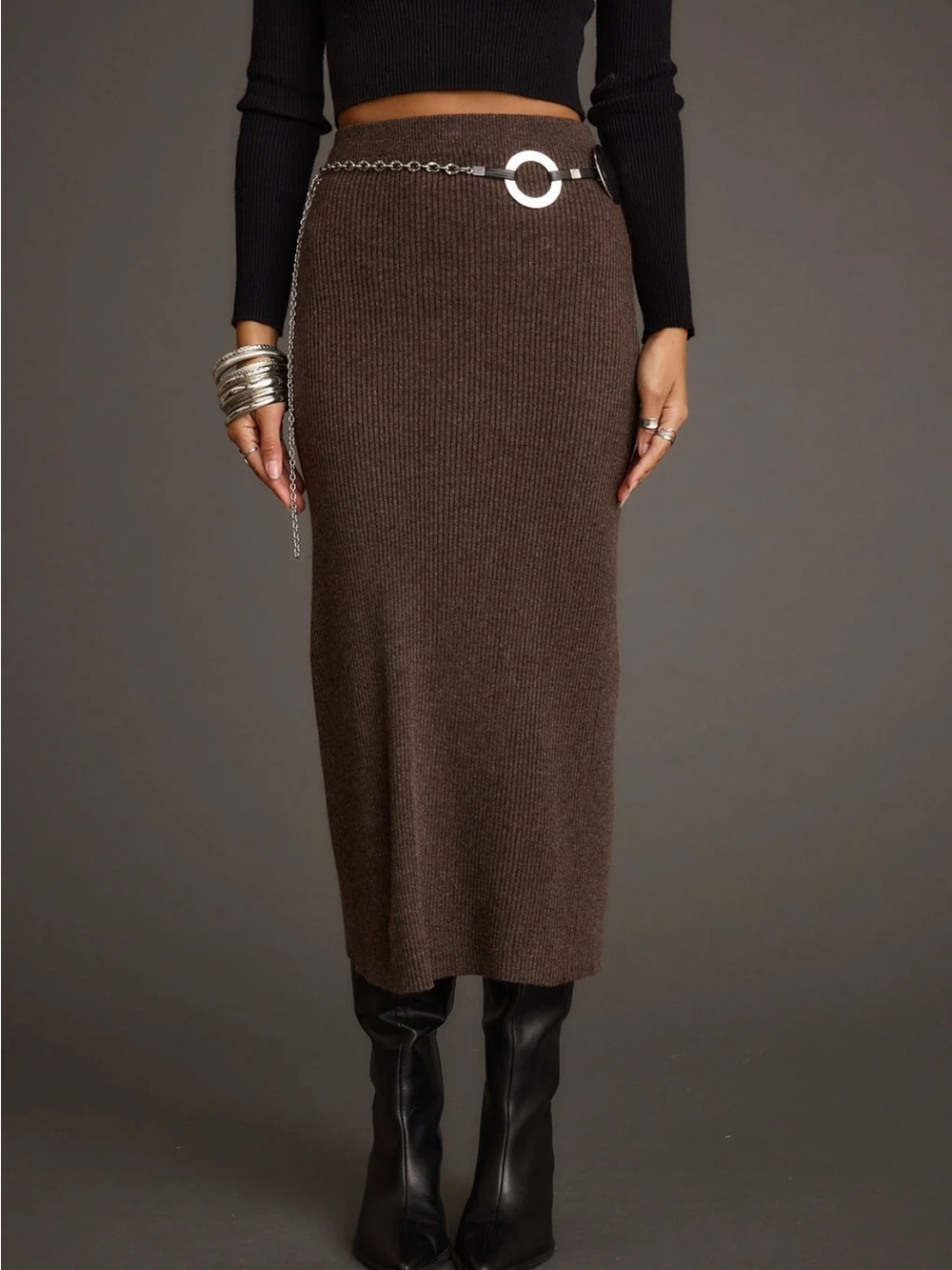 12th Tribe Tusk Mocha Sweater Skirt